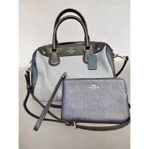 Coach Colorblock Pebbled Leather Satchel with Matching Wristlet